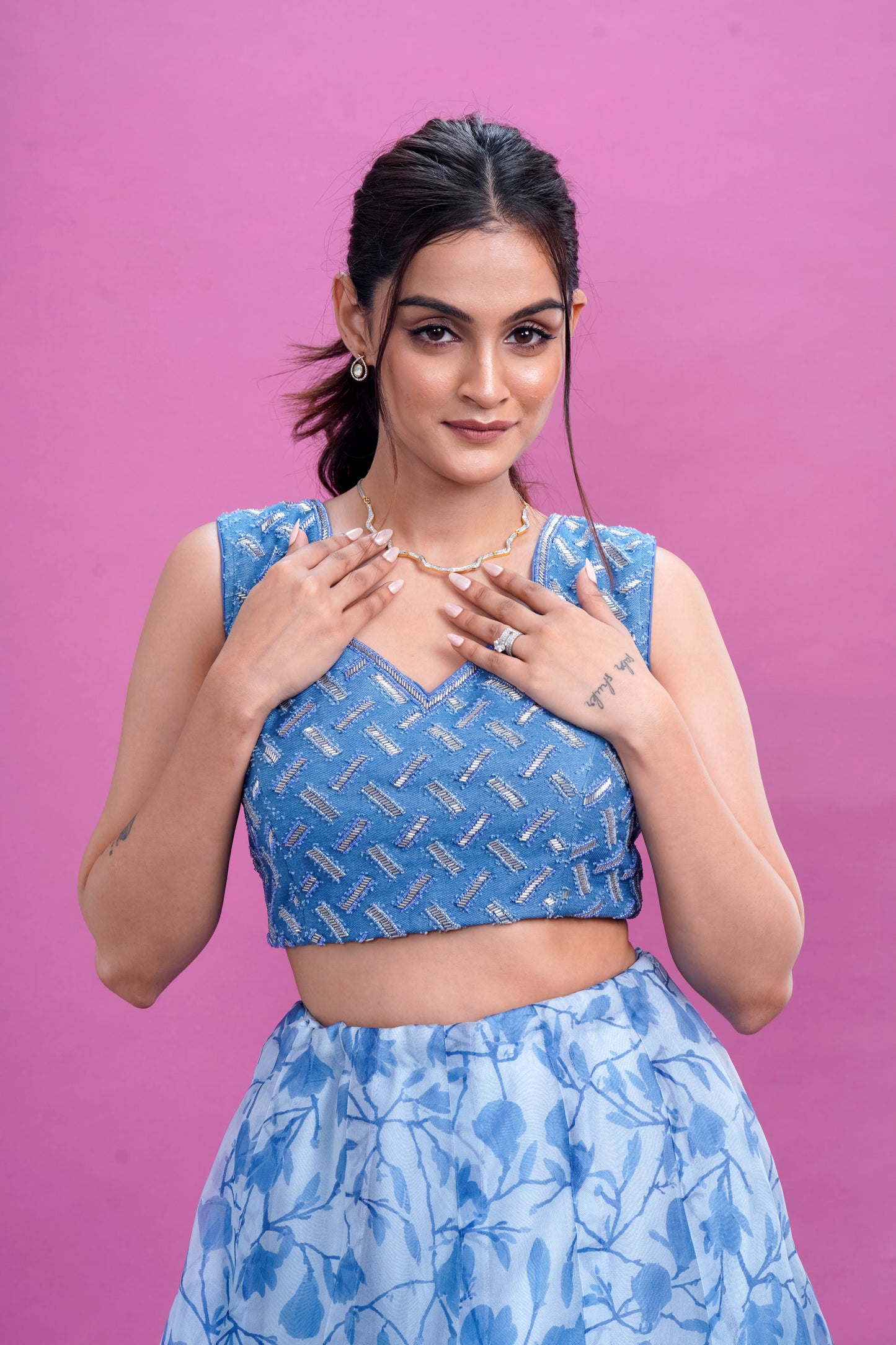 Eliora Denim Lehenga Set