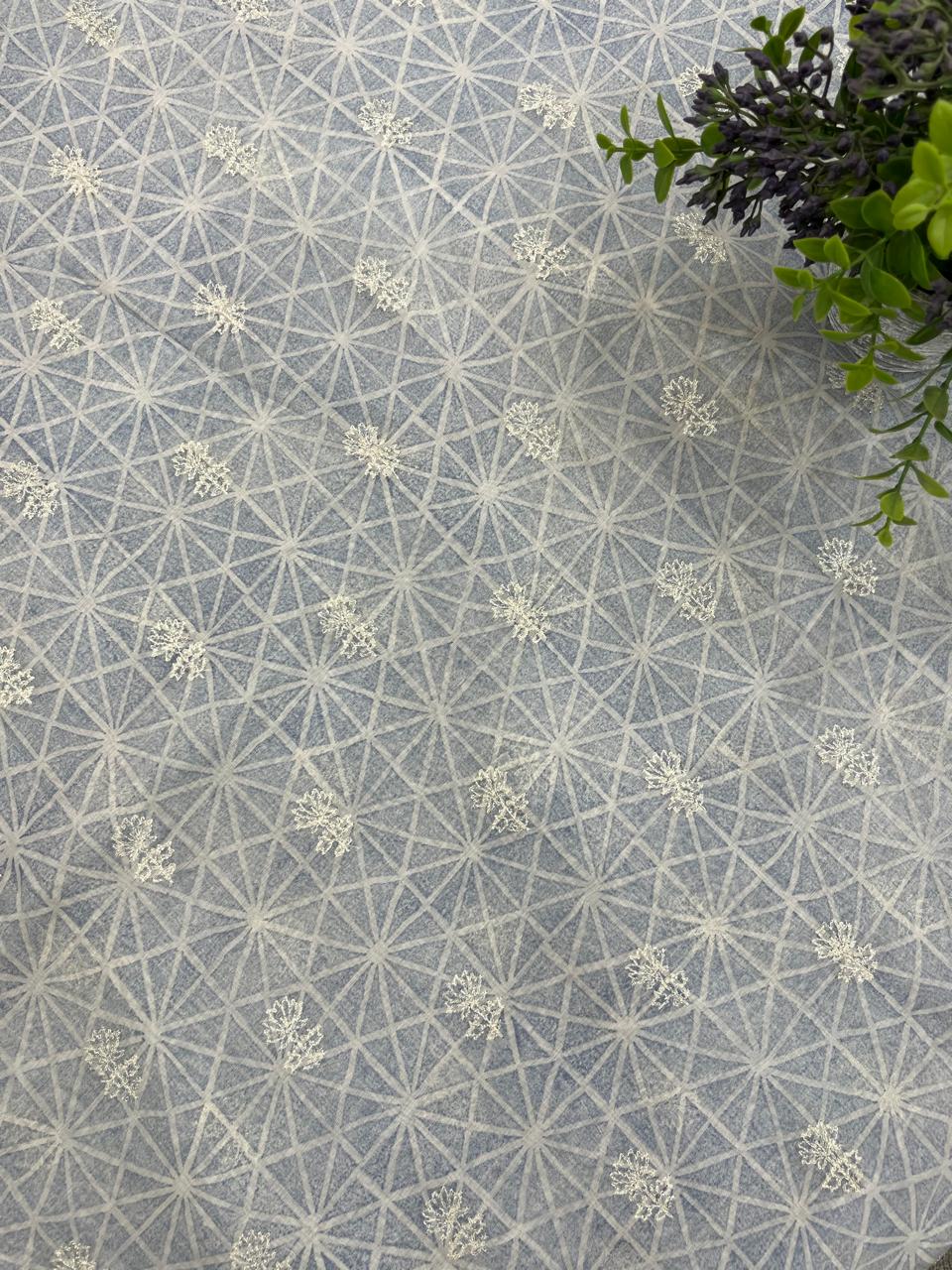 Pure Chanderi Fabric with Zari Butti (Greyish Blue)