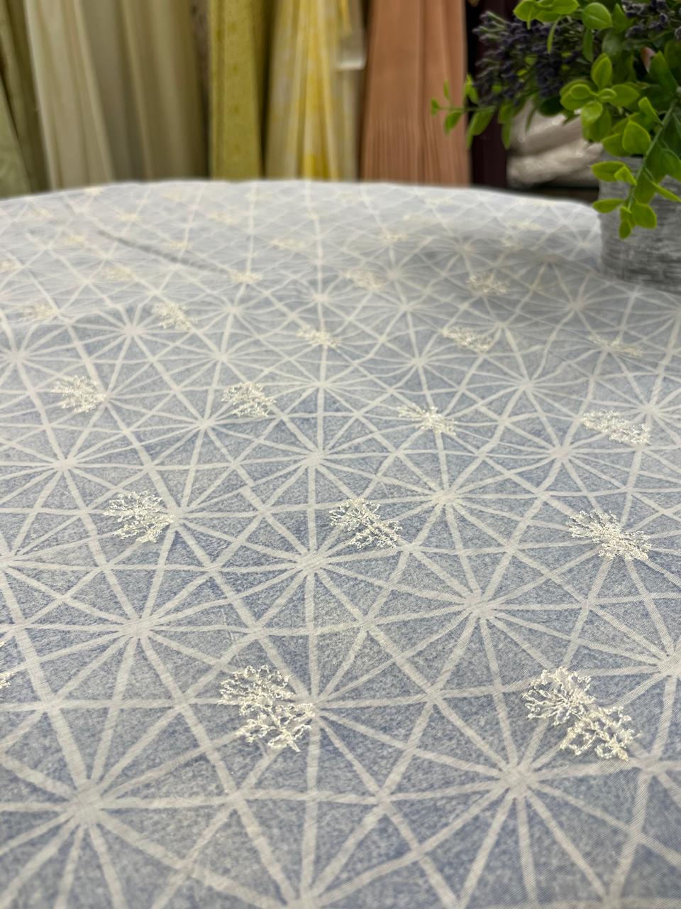 Pure Chanderi Fabric with Zari Butti (Greyish Blue)