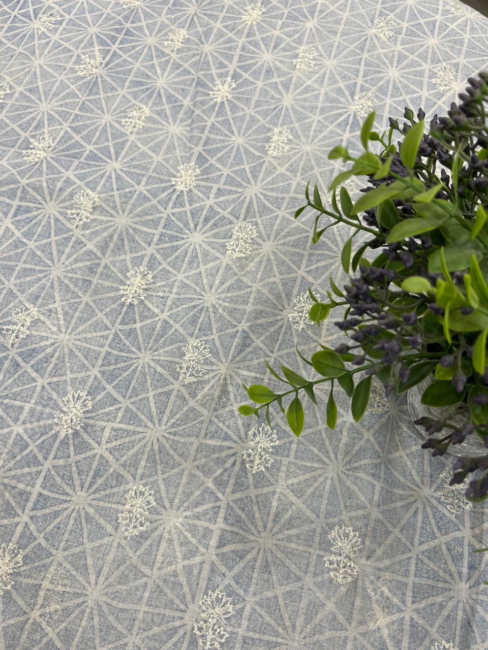 Pure Chanderi Fabric with Zari Butti (Greyish Blue)