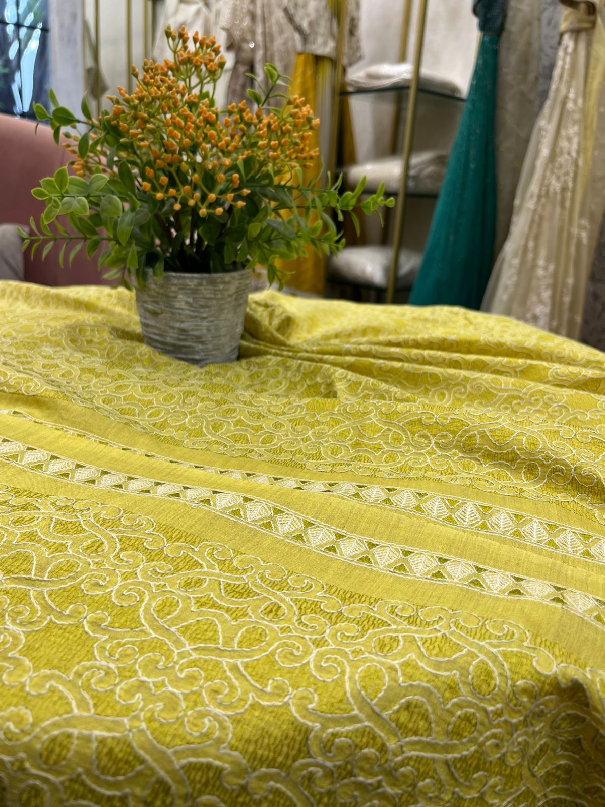 Pure Munga Silk with Embroidery