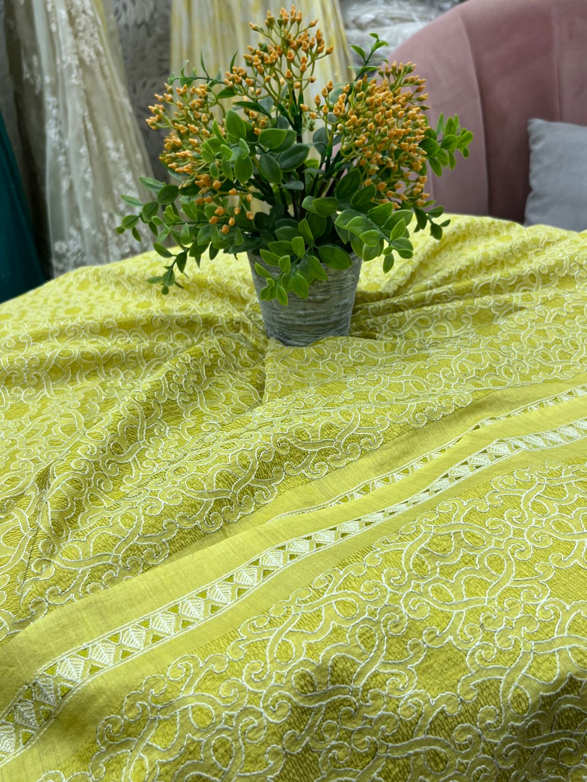 Pure Munga Silk with Embroidery
