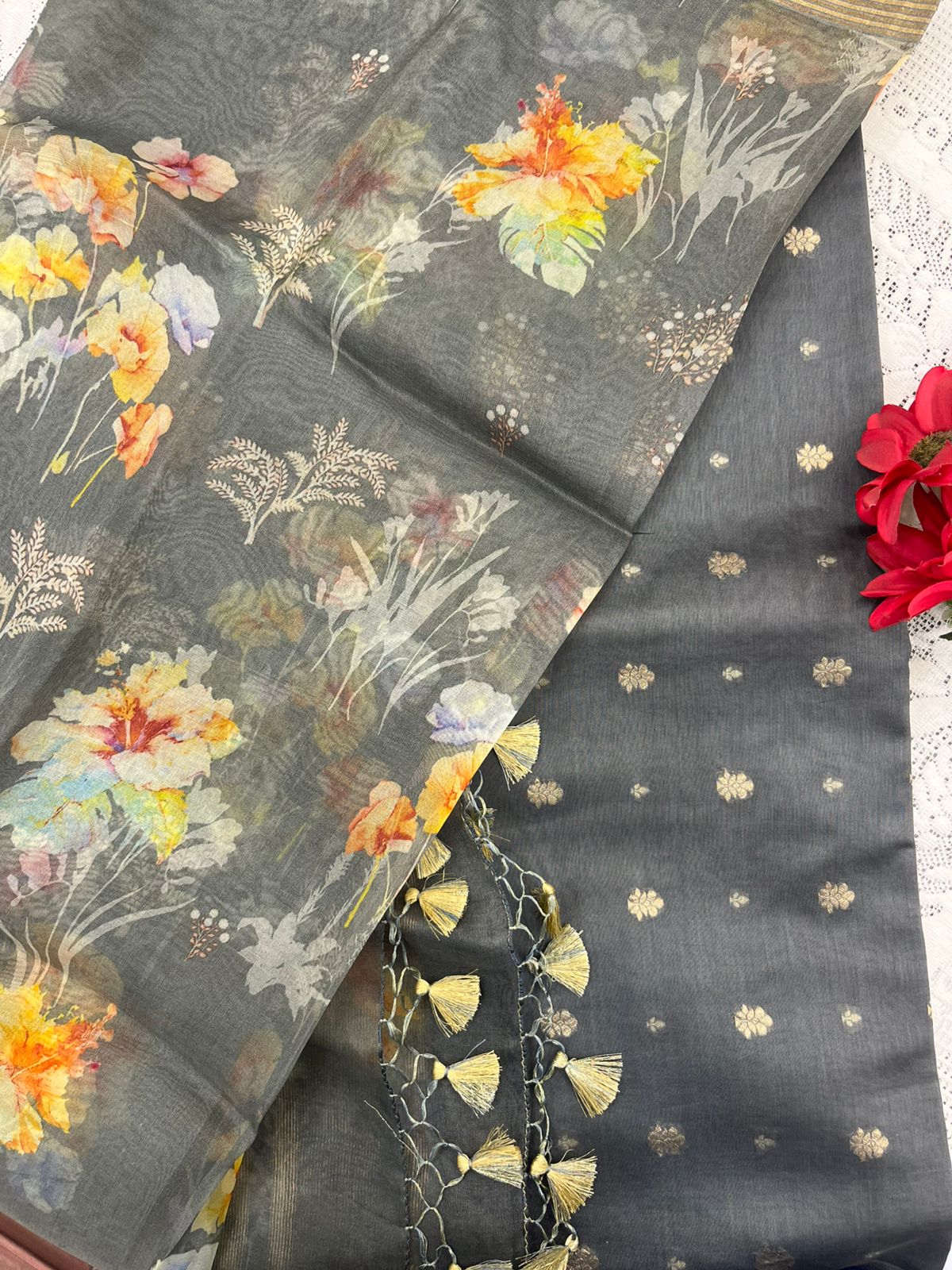 Banarasi Suit Set (Grey)