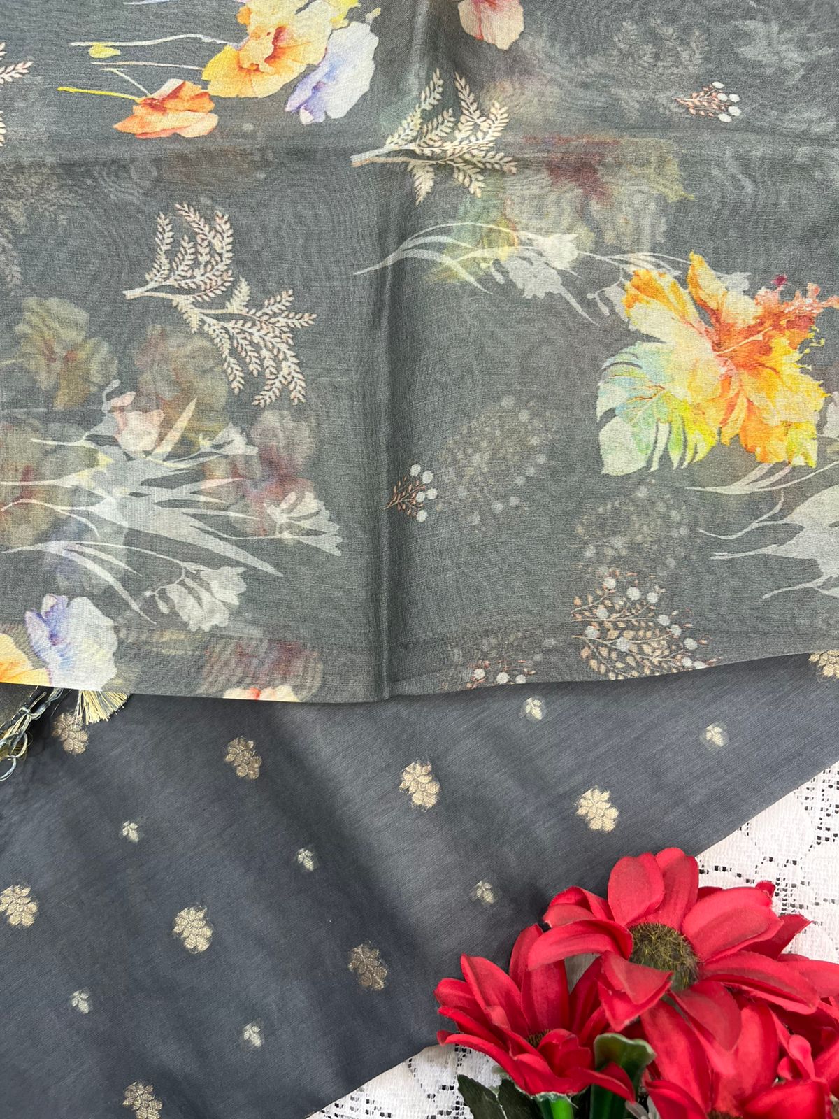 Banarasi Suit Set (Grey)