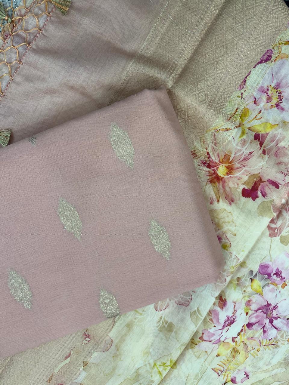 Banaras Suit Set (Pastel Pink)