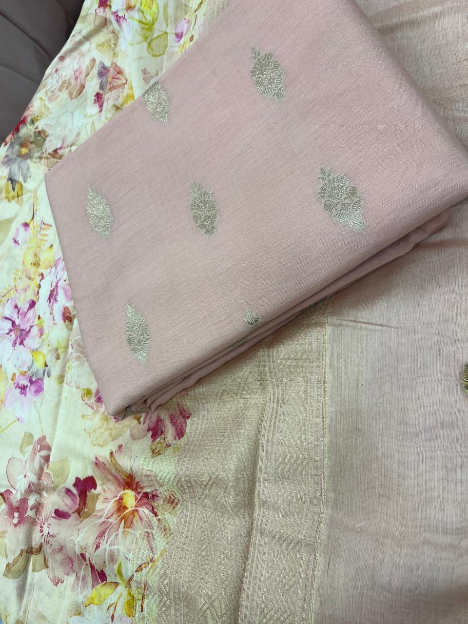 Banaras Suit Set (Pastel Pink)