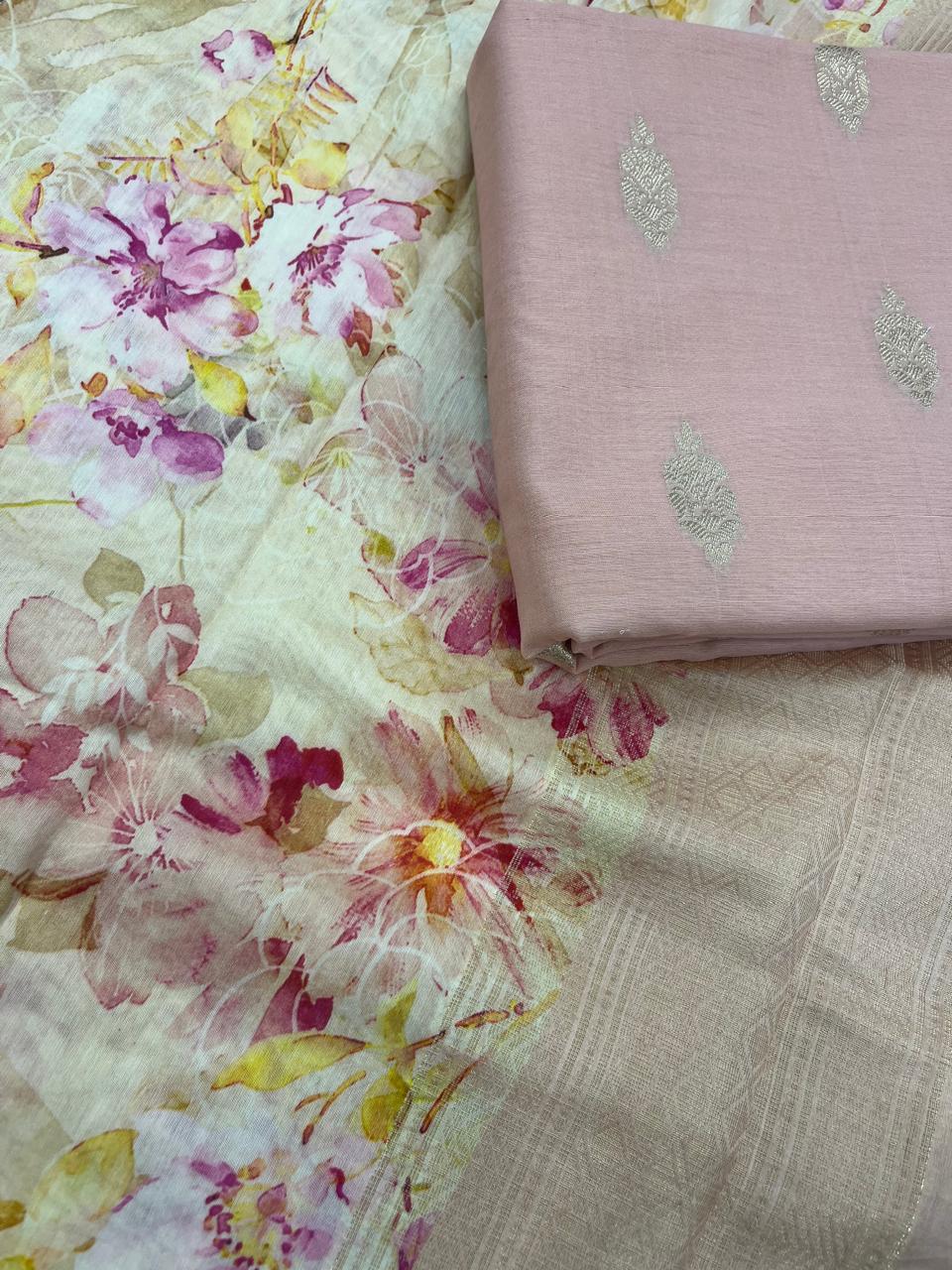 Banaras Suit Set (Pastel Pink)
